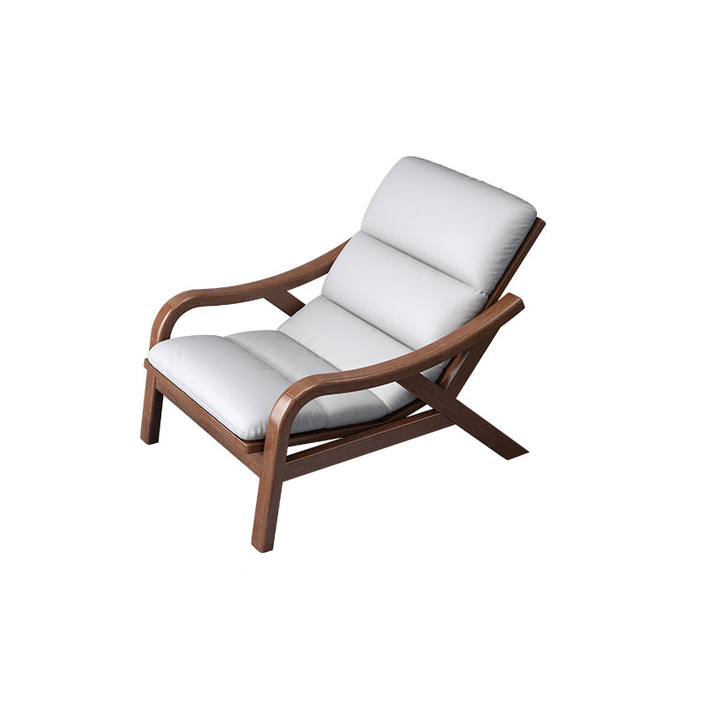 Sloped Arms Lounge Accent Chair with Solid Wood Frame and Arms Included Off-White Faux Leather Four Legs Clearhalo 'Accent Chairs' 'accent_chairs' 'Chairs & Seating' 'furn' 'furn_accent_chairs' 'Furniture' 'Living Room Furniture' 5211714