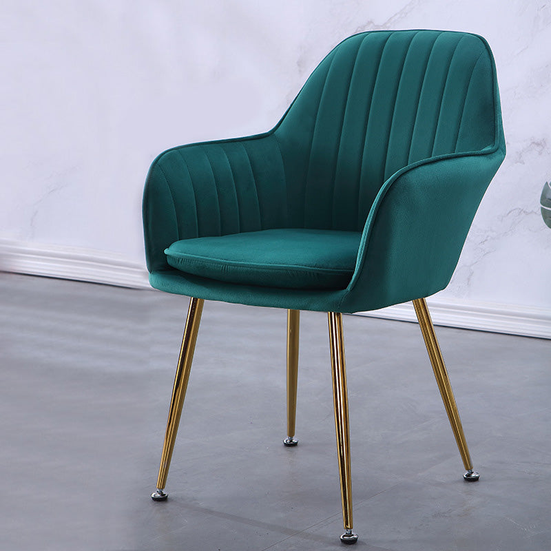 Sewn Pillow Back Chair with Flared Arms and Basic Four Legs for Apartment Blackish Green Brass Gold Clearhalo 'Accent Chairs' 'accent_chairs' 'Chairs & Seating' 'furn' 'furn_accent_chairs' 'Furniture' 'Living Room Furniture' 5211754