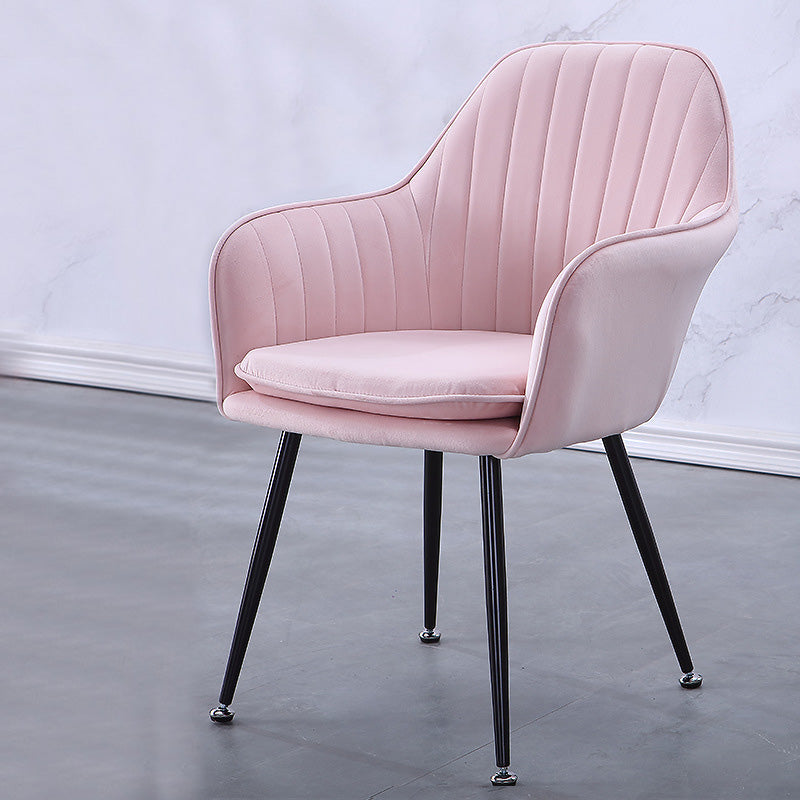 Sewn Pillow Back Chair with Flared Arms and Basic Four Legs for Apartment Light Pink Black Clearhalo 'Accent Chairs' 'accent_chairs' 'Chairs & Seating' 'furn' 'furn_accent_chairs' 'Furniture' 'Living Room Furniture' 5211756