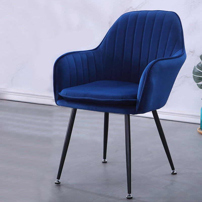 Sewn Pillow Back Chair with Flared Arms and Basic Four Legs for Apartment Dark Blue Black Clearhalo 'Accent Chairs' 'accent_chairs' 'Chairs & Seating' 'furn' 'furn_accent_chairs' 'Furniture' 'Living Room Furniture' 5211758