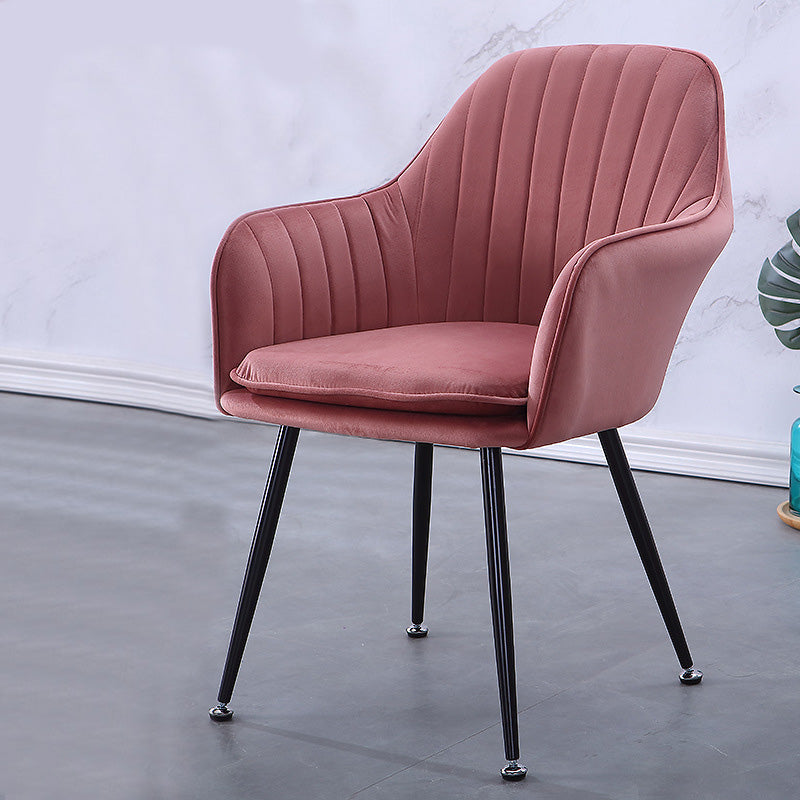 Sewn Pillow Back Chair with Flared Arms and Basic Four Legs for Apartment Cameo Brown Black Clearhalo 'Accent Chairs' 'accent_chairs' 'Chairs & Seating' 'furn' 'furn_accent_chairs' 'Furniture' 'Living Room Furniture' 5211759