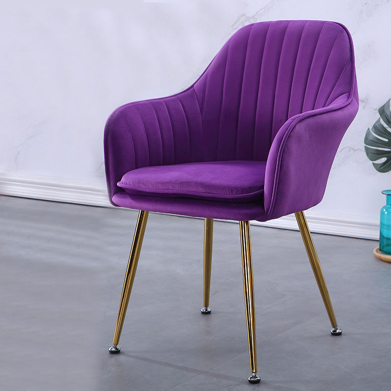 Sewn Pillow Back Chair with Flared Arms and Basic Four Legs for Apartment Purple Brass Gold Clearhalo 'Accent Chairs' 'accent_chairs' 'Chairs & Seating' 'furn' 'furn_accent_chairs' 'Furniture' 'Living Room Furniture' 5211761