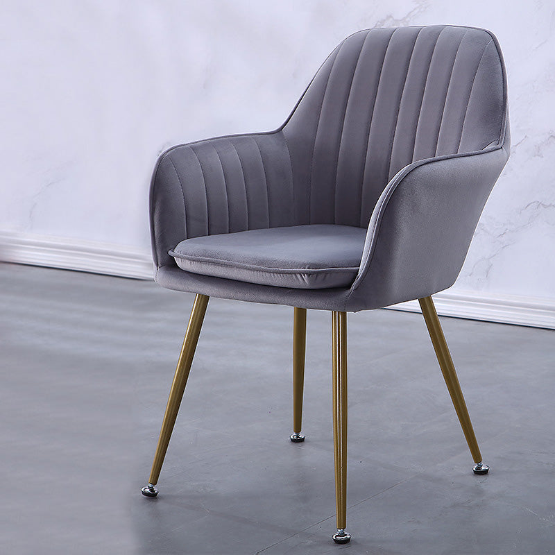 Sewn Pillow Back Chair with Flared Arms and Basic Four Legs for Apartment Light Gray Brass Gold Clearhalo 'Accent Chairs' 'accent_chairs' 'Chairs & Seating' 'furn' 'furn_accent_chairs' 'Furniture' 'Living Room Furniture' 5211764