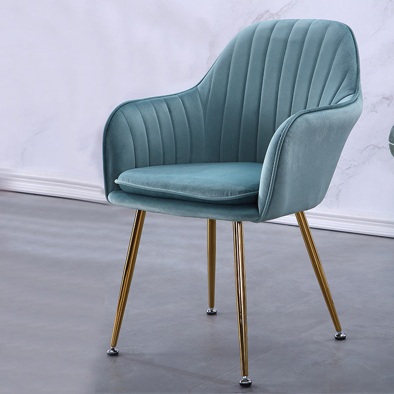 Sewn Pillow Back Chair with Flared Arms and Basic Four Legs for Apartment Light Green Brass Gold Clearhalo 'Accent Chairs' 'accent_chairs' 'Chairs & Seating' 'furn' 'furn_accent_chairs' 'Furniture' 'Living Room Furniture' 5211765