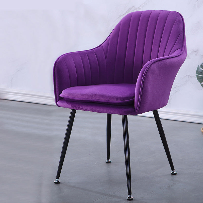 Sewn Pillow Back Chair with Flared Arms and Basic Four Legs for Apartment Purple Black Clearhalo 'Accent Chairs' 'accent_chairs' 'Chairs & Seating' 'furn' 'furn_accent_chairs' 'Furniture' 'Living Room Furniture' 5211767