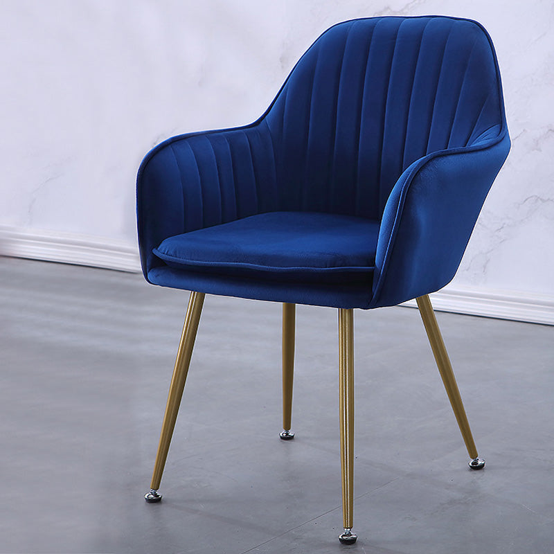 Sewn Pillow Back Chair with Flared Arms and Basic Four Legs for Apartment Dark Blue Brass Gold Clearhalo 'Accent Chairs' 'accent_chairs' 'Chairs & Seating' 'furn' 'furn_accent_chairs' 'Furniture' 'Living Room Furniture' 5211769