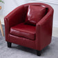 Linen and Faux Leather Sloped Arms Basic Four Leg Accent Chair Set