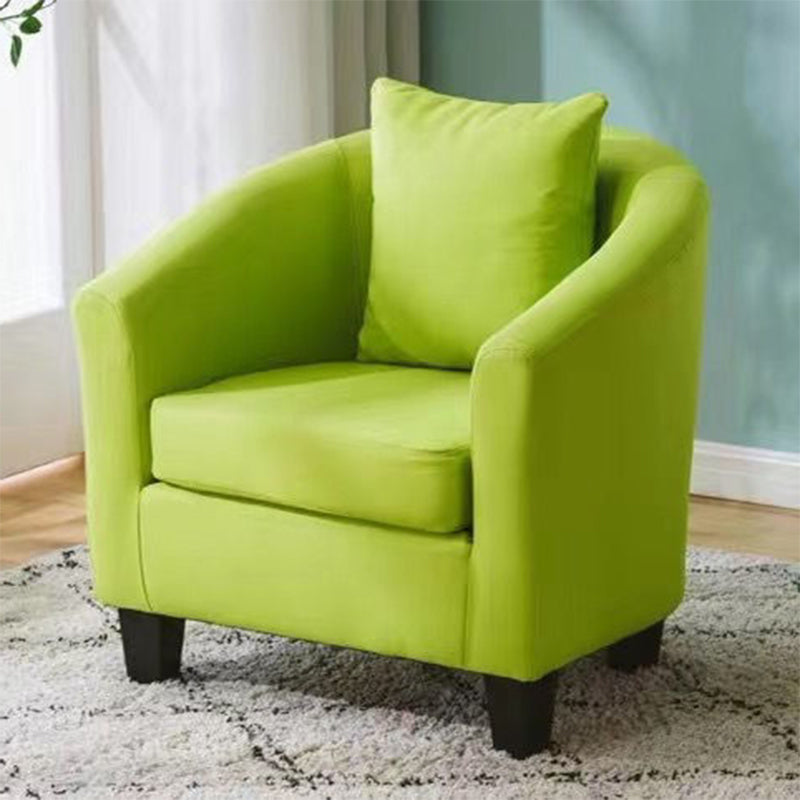 Linen and Faux Leather Sloped Arms Basic Four Leg Accent Chair Set