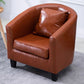 Linen and Faux Leather Sloped Arms Basic Four Leg Accent Chair Set