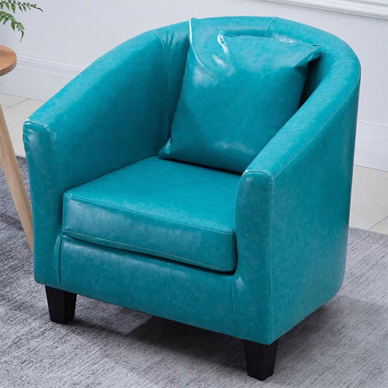 Linen and Faux Leather Sloped Arms Basic Four Leg Accent Chair Set