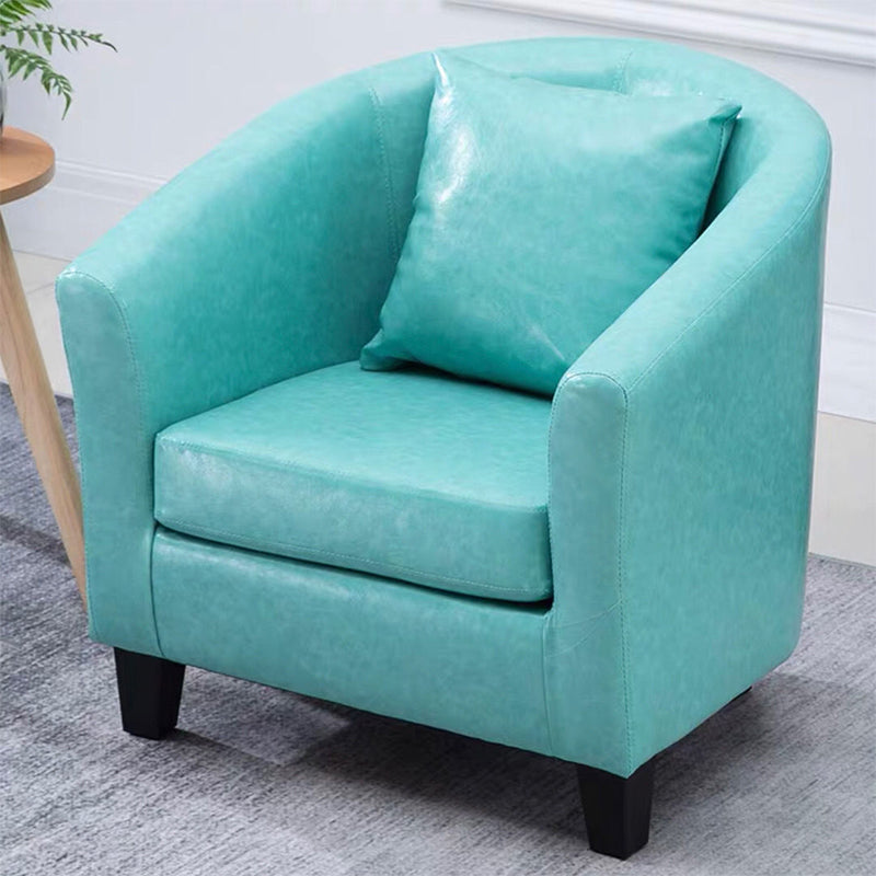 Linen and Faux Leather Sloped Arms Basic Four Leg Accent Chair Set