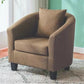 Linen and Faux Leather Sloped Arms Basic Four Leg Accent Chair Set
