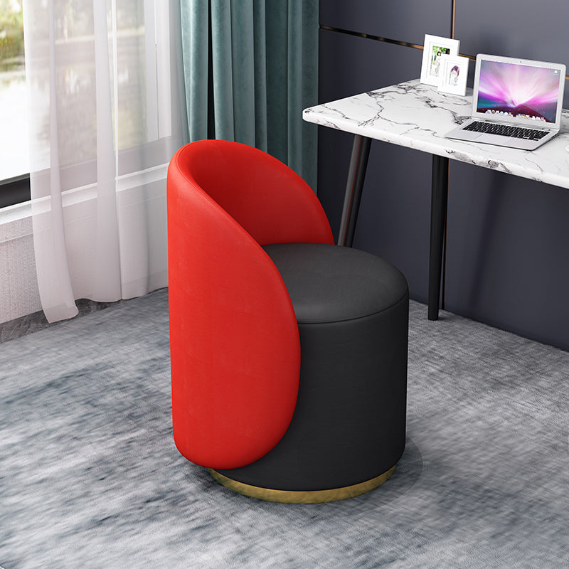 Linen Blend Barrel Accent Chair with Fixed Back, 19.69" W √ó 19.69" L √ó 26.77" H Black-Red Swivel Clearhalo 'Accent Chairs' 'accent_chairs' 'Chairs & Seating' 'furn' 'furn_accent_chairs' 'Furniture' 'Living Room Furniture' 5211842