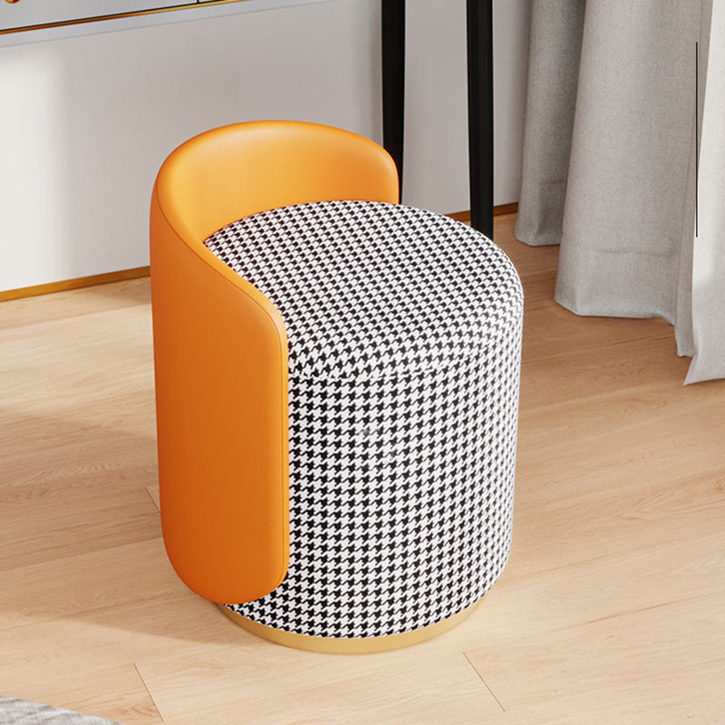 Linen Blend Barrel Accent Chair with Fixed Back, 19.69" W √ó 19.69" L √ó 26.77" H Orange Yellow Swivel Clearhalo 'Accent Chairs' 'accent_chairs' 'Chairs & Seating' 'furn' 'furn_accent_chairs' 'Furniture' 'Living Room Furniture' 5211846