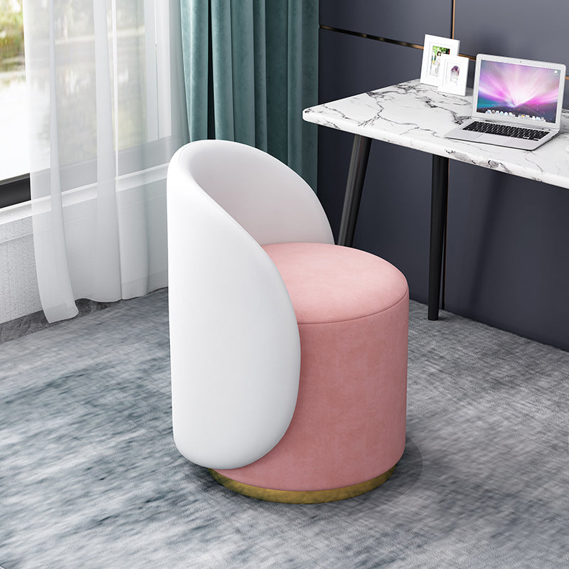 Linen Blend Barrel Accent Chair with Fixed Back, 19.69" W √ó 19.69" L √ó 26.77" H Pink-White Swivel Clearhalo 'Accent Chairs' 'accent_chairs' 'Chairs & Seating' 'furn' 'furn_accent_chairs' 'Furniture' 'Living Room Furniture' 5211851