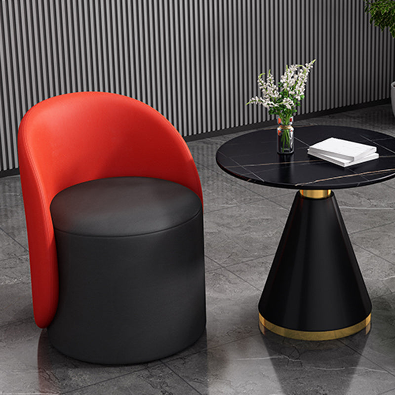 Linen Blend Barrel Accent Chair with Fixed Back, 19.69" W √ó 19.69" L √ó 26.77" H Black-Red Non-Swivel Clearhalo 'Accent Chairs' 'accent_chairs' 'Chairs & Seating' 'furn' 'furn_accent_chairs' 'Furniture' 'Living Room Furniture' 5211855