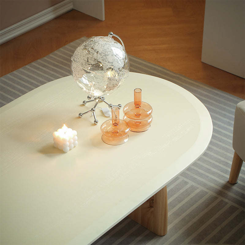 15.7"H Modern Style Sled Base Wooden Solid Color Round Coffee Table Clearhalo 'Coffee & Accent Tables' 'Coffee Tables' 'coffee_tables' 'furn' 'furn_coffee_tables' 'Furniture' 'Living Room Furniture' 5211920