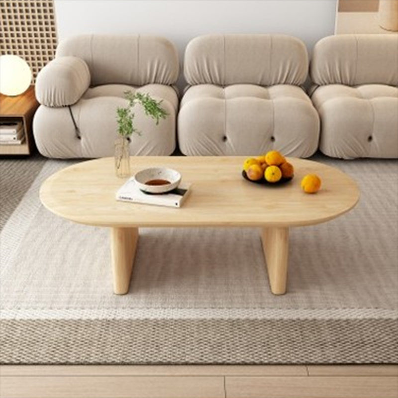 15.7"H Modern Style Sled Base Wooden Solid Color Round Coffee Table Natural Clearhalo 'Coffee & Accent Tables' 'Coffee Tables' 'coffee_tables' 'furn' 'furn_coffee_tables' 'Furniture' 'Living Room Furniture' 5211923