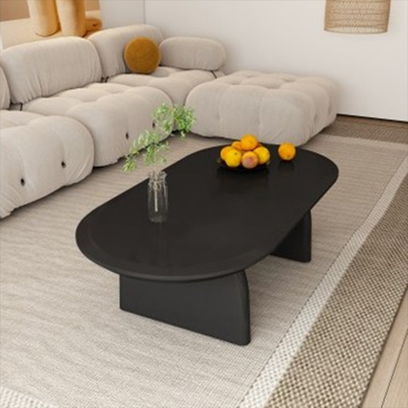 15.7"H Modern Style Sled Base Wooden Solid Color Round Coffee Table Black Clearhalo 'Coffee & Accent Tables' 'Coffee Tables' 'coffee_tables' 'furn' 'furn_coffee_tables' 'Furniture' 'Living Room Furniture' 5211924