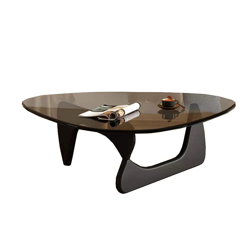 Contemporary Abstract Wooden Base Irregular Glass Top Coffee Table Clearhalo 'Coffee & Accent Tables' 'Coffee Tables' 'coffee_tables' 'furn' 'furn_coffee_tables' 'Furniture' 'Living Room Furniture' 5211933