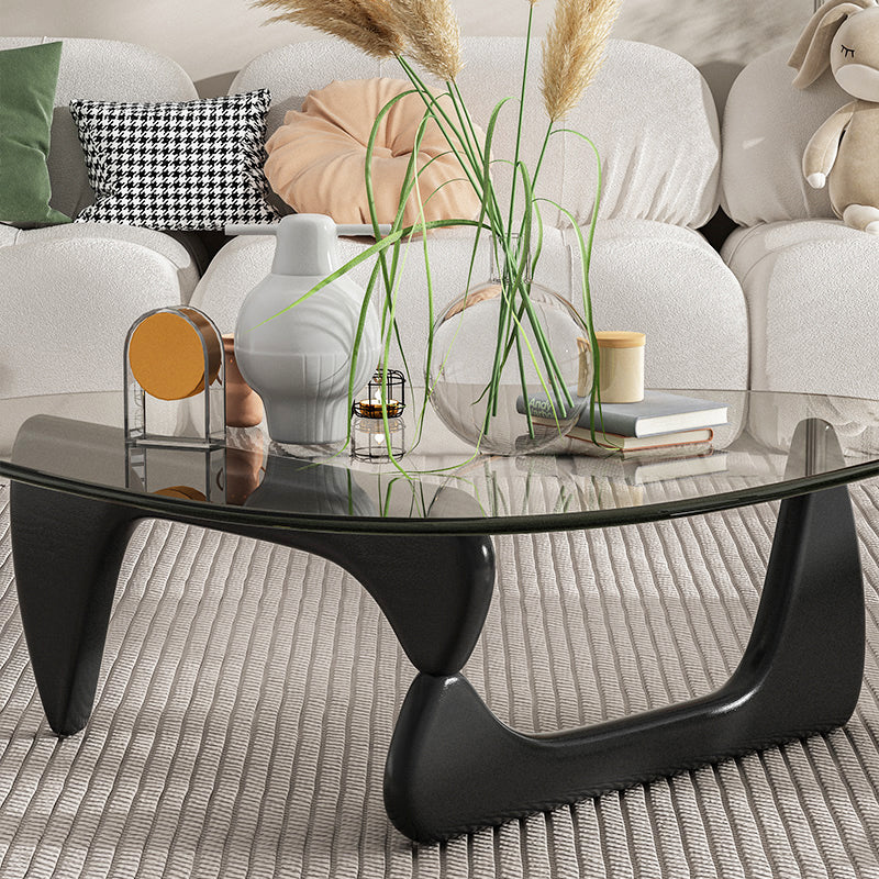 Contemporary Abstract Wooden Base Irregular Glass Top Coffee Table Clearhalo 'Coffee & Accent Tables' 'Coffee Tables' 'coffee_tables' 'furn' 'furn_coffee_tables' 'Furniture' 'Living Room Furniture' 5211934