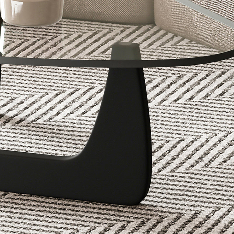 Contemporary Abstract Wooden Base Irregular Glass Top Coffee Table Clearhalo 'Coffee & Accent Tables' 'Coffee Tables' 'coffee_tables' 'furn' 'furn_coffee_tables' 'Furniture' 'Living Room Furniture' 5211936