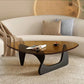 Contemporary Abstract Wooden Base Irregular Glass Top Coffee Table Black Brown Clearhalo 'Coffee & Accent Tables' 'Coffee Tables' 'coffee_tables' 'furn' 'furn_coffee_tables' 'Furniture' 'Living Room Furniture' 5211937