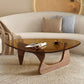 Contemporary Abstract Wooden Base Irregular Glass Top Coffee Table Walnut Brown Clearhalo 'Coffee & Accent Tables' 'Coffee Tables' 'coffee_tables' 'furn' 'furn_coffee_tables' 'Furniture' 'Living Room Furniture' 5211939