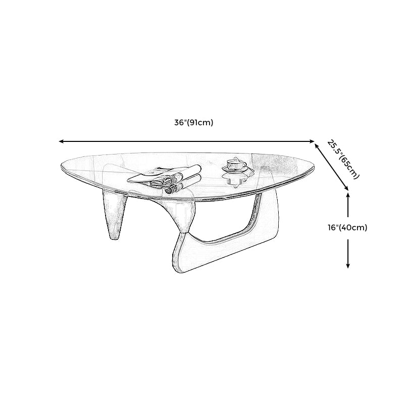 Contemporary Abstract Wooden Base Irregular Glass Top Coffee Table Clearhalo 'Coffee & Accent Tables' 'Coffee Tables' 'coffee_tables' 'furn' 'furn_coffee_tables' 'Furniture' 'Living Room Furniture' 5211943