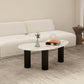 14.9"H 3 Legs Base Solid Color Glass/Slate Irregular Top Coffee Table Black White Clearhalo 'Coffee & Accent Tables' 'Coffee Tables' 'coffee_tables' 'furn' 'furn_coffee_tables' 'Furniture' 'Living Room Furniture' 5211972