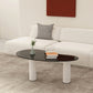 14.9"H 3 Legs Base Solid Color Glass/Slate Irregular Top Coffee Table White Black Clearhalo 'Coffee & Accent Tables' 'Coffee Tables' 'coffee_tables' 'furn' 'furn_coffee_tables' 'Furniture' 'Living Room Furniture' 5211975