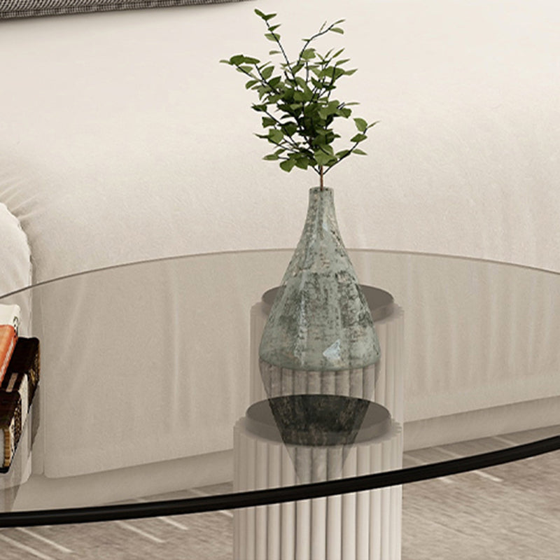 14.9"H 3 Legs Base Solid Color Glass/Slate Irregular Top Coffee Table Clearhalo 'Coffee & Accent Tables' 'Coffee Tables' 'coffee_tables' 'furn' 'furn_coffee_tables' 'Furniture' 'Living Room Furniture' 5211977