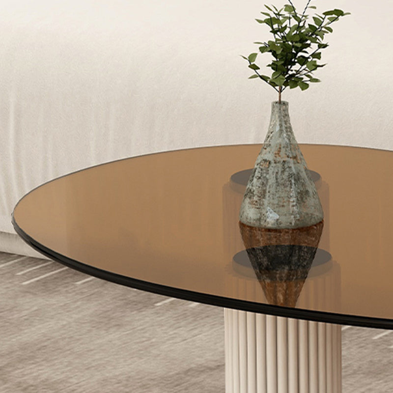 14.9"H 3 Legs Base Solid Color Glass/Slate Irregular Top Coffee Table Clearhalo 'Coffee & Accent Tables' 'Coffee Tables' 'coffee_tables' 'furn' 'furn_coffee_tables' 'Furniture' 'Living Room Furniture' 5211978