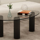 14.9"H 3 Legs Base Solid Color Glass/Slate Irregular Top Coffee Table Clearhalo 'Coffee & Accent Tables' 'Coffee Tables' 'coffee_tables' 'furn' 'furn_coffee_tables' 'Furniture' 'Living Room Furniture' 5211980