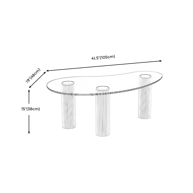 14.9"H 3 Legs Base Solid Color Glass/Slate Irregular Top Coffee Table Clearhalo 'Coffee & Accent Tables' 'Coffee Tables' 'coffee_tables' 'furn' 'furn_coffee_tables' 'Furniture' 'Living Room Furniture' 5211982
