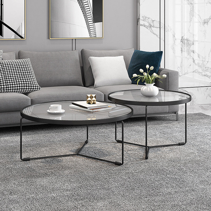 Trova in vetro temperato in stile moderno Base di ferro bianco/nero Tavolino rotondo