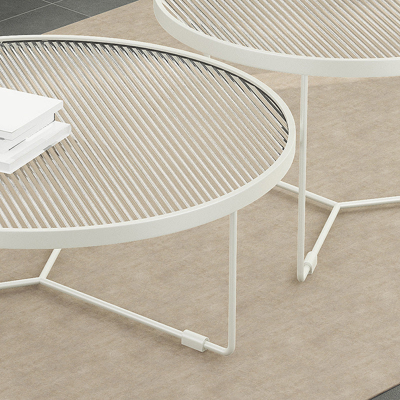 Trova in vetro temperato in stile moderno Base di ferro bianco/nero Tavolino rotondo