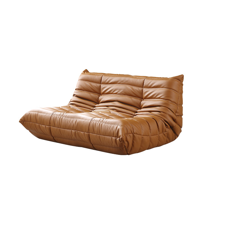 Armless Sofa Sewn Pillow Back Contemporary Sofa for Living Room 52"L x 41"W x 28"H Yellow Microfiber Clearhalo 'furn' 'furn_sofas' 'Furniture' 'Living Room Furniture' 'Sofa' 'sofas' 5215891