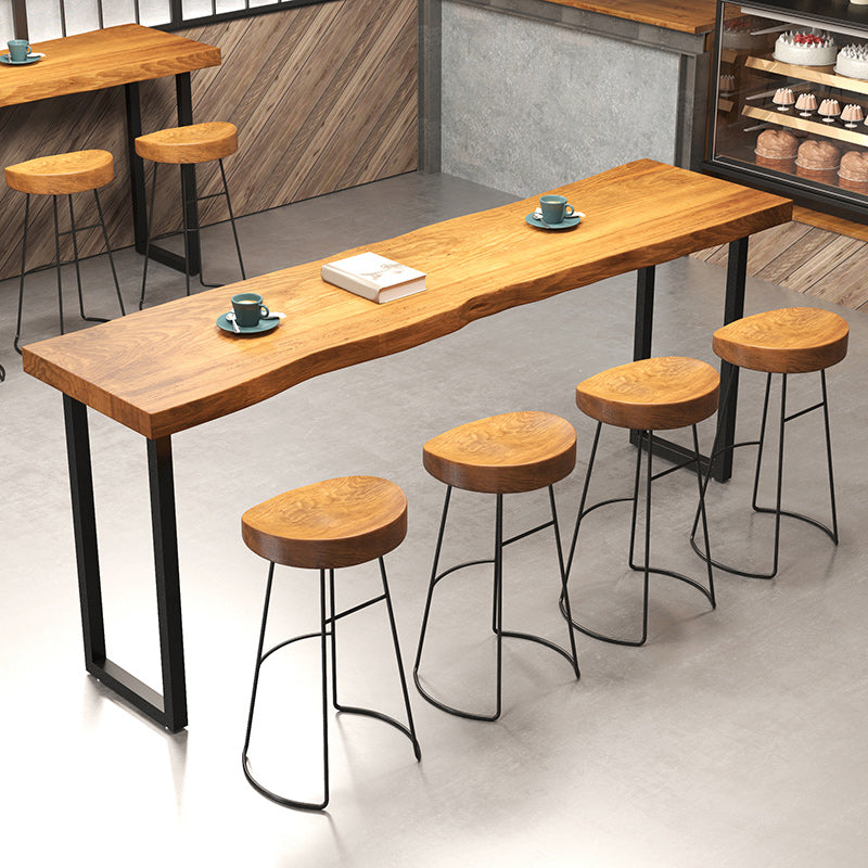 Industrial Solid Wood Natural Bistro Accent Dining Table Sled Bar Table 78.7"L x 17.7"W x 41.3"H Without Chairs Clearhalo 'Bar Furniture' 'Bar Tables' 'bar_tables' 'furn' 'furn_bar_tables' 'Furniture' 'Kitchen & Dining Furniture' 5216145