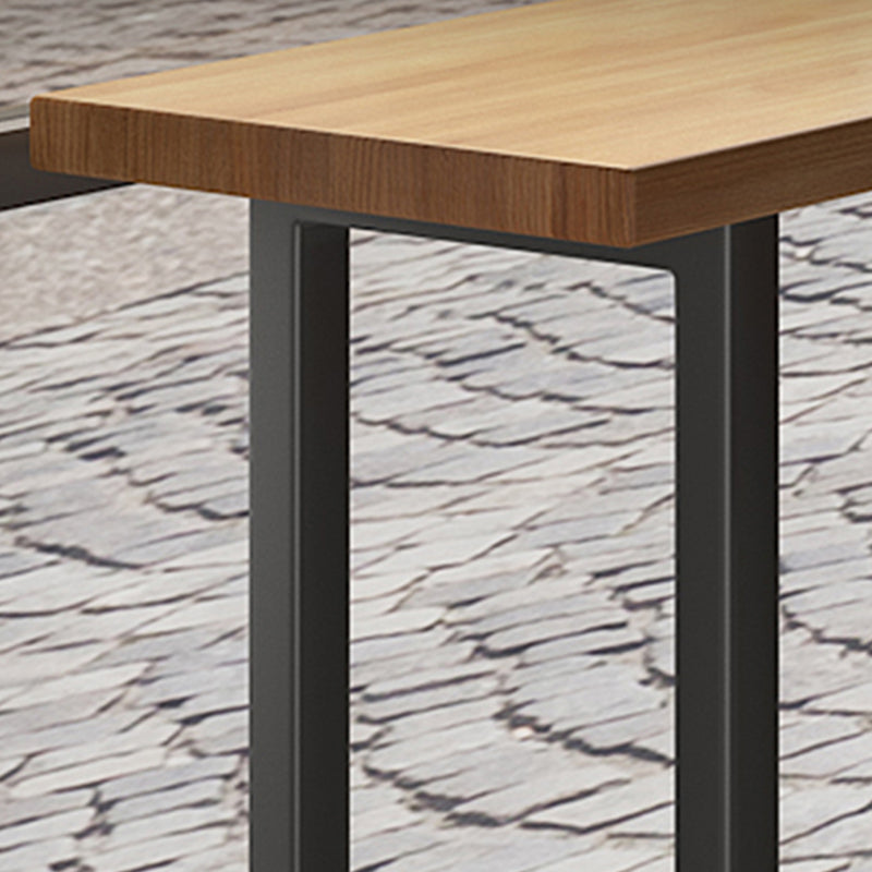 Tavolo da bar in stile moderno marrone con tavolo da bar in legno massiccio con base metallica