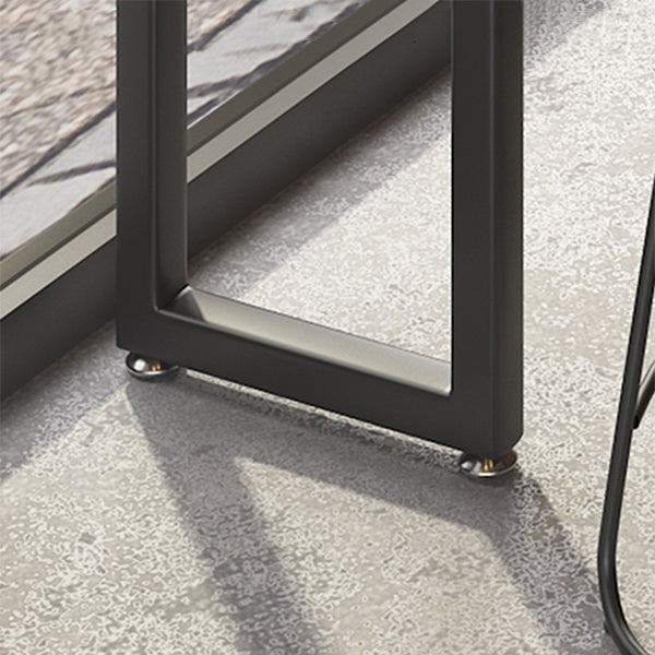 Tavolo da bar in stile moderno marrone con tavolo da bar in legno massiccio con base metallica