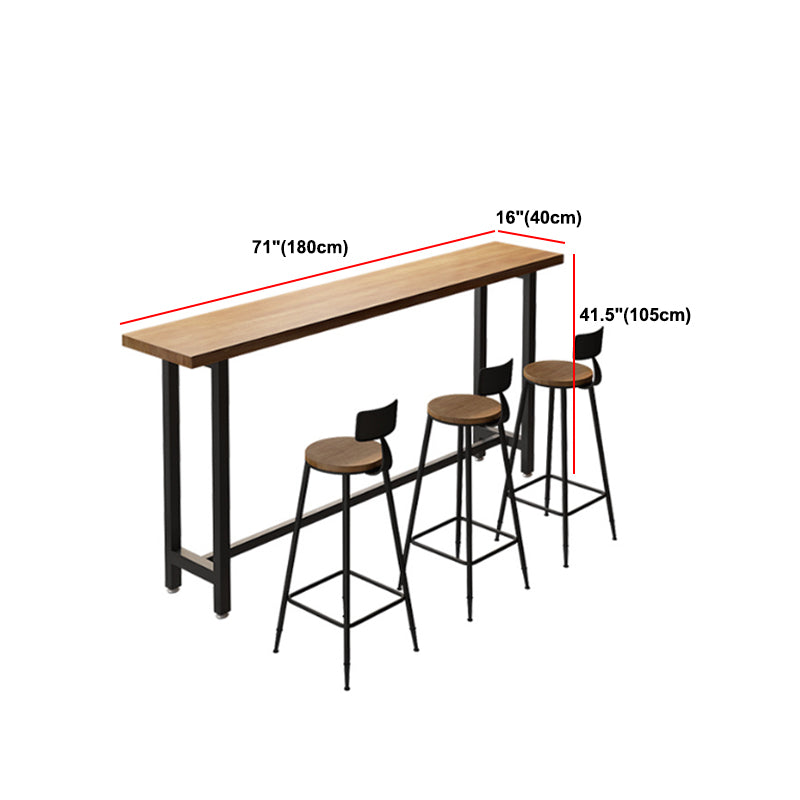 Tavolo da bar in stile moderno marrone con tavolo da bar in legno massiccio con base metallica