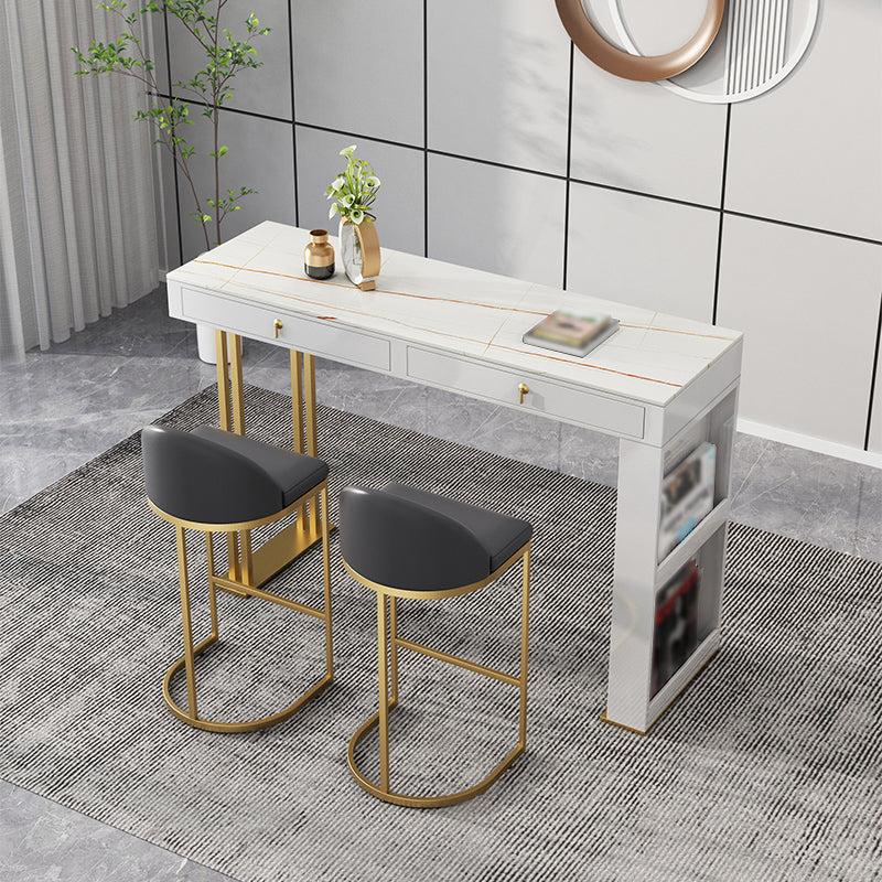 Marble Bistro Bar Table with Rectangle Table Top Double Pedestal Table Clearhalo 'Bar Furniture' 'Bar Tables' 'bar_tables' 'furn' 'furn_bar_tables' 'Furniture' 'Kitchen & Dining Furniture' 5216281