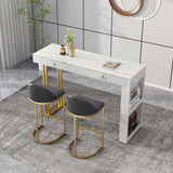 Marble Bistro Bar Table with Rectangle Table Top Double Pedestal Table Clearhalo 'Bar Furniture' 'Bar Tables' 'bar_tables' 'furn' 'furn_bar_tables' 'Furniture' 'Kitchen & Dining Furniture' 5216281