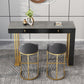 Marble Bistro Bar Table with Rectangle Table Top Double Pedestal Table Gray-Gold Without Chairs Clearhalo 'Bar Furniture' 'Bar Tables' 'bar_tables' 'furn' 'furn_bar_tables' 'Furniture' 'Kitchen & Dining Furniture' 5216295