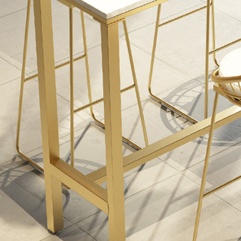 Marble Contemporary Cocktail Bar Table White and Gold Rectangle Counter Table Clearhalo 'Bar Furniture' 'Bar Tables' 'bar_tables' 'furn' 'furn_bar_tables' 'Furniture' 'Kitchen & Dining Furniture' 5216346