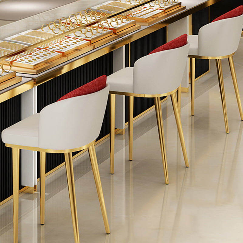 30.34'' Leather Glam Bar Stool Matte Finish Upholstered Restaurant Stool Clearhalo 'Bar Furniture' 'Bar Stools' 'bar_stools' 'furn' 'furn_bar_stools' 'Furniture' 'Kitchen & Dining Furniture' 5216376