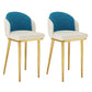 30.34'' Leather Glam Bar Stool Matte Finish Upholstered Restaurant Stool White-Blue Gold 2 Piece Set Clearhalo 'Bar Furniture' 'Bar Stools' 'bar_stools' 'furn' 'furn_bar_stools' 'Furniture' 'Kitchen & Dining Furniture' 5216379