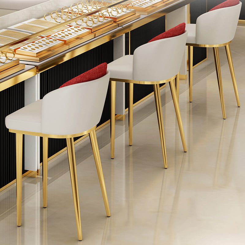 30.34'' Leather Glam Bar Stool Matte Finish Upholstered Restaurant Stool Clearhalo 'Bar Furniture' 'Bar Stools' 'bar_stools' 'furn' 'furn_bar_stools' 'Furniture' 'Kitchen & Dining Furniture' 5216380
