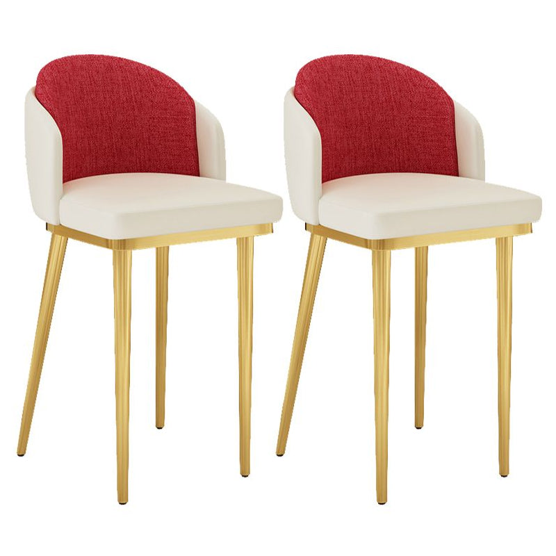 30.34'' Leather Glam Bar Stool Matte Finish Upholstered Restaurant Stool White-Red Gold 2 Piece Set Clearhalo 'Bar Furniture' 'Bar Stools' 'bar_stools' 'furn' 'furn_bar_stools' 'Furniture' 'Kitchen & Dining Furniture' 5216381